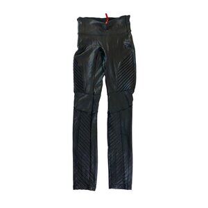 Spanx Women's Black Faux Leather Moto Leggings - Small